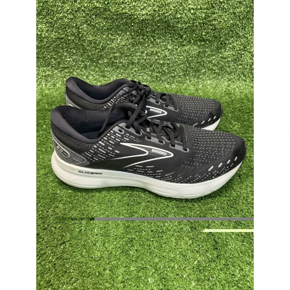 Brooks Glycerin 20 Mens Size 10 D Running Shoes Sneakers Black White 1103821D059